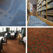 grid of custom commercial carpet installs